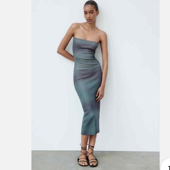 Zara Strapless Gradient Midi Dress - Picture 2 of 7